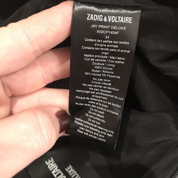 NEW ZADIG & VOLTAIRE Black Leather Jay Print Deluxe Mini Skirt Sz XS/34 $565 - Picture 9 of 9